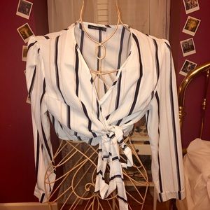 Striped Crop Long Sleeve Top